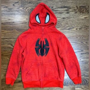 Marvel Boys Spider-Man Character Red Zip Front Sweatshirt Hoodie (6-7)